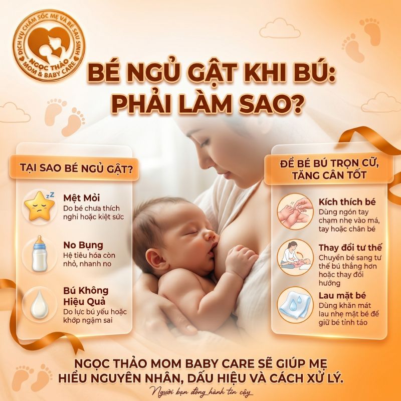 bé ngủ gật khi bú phải làm sao